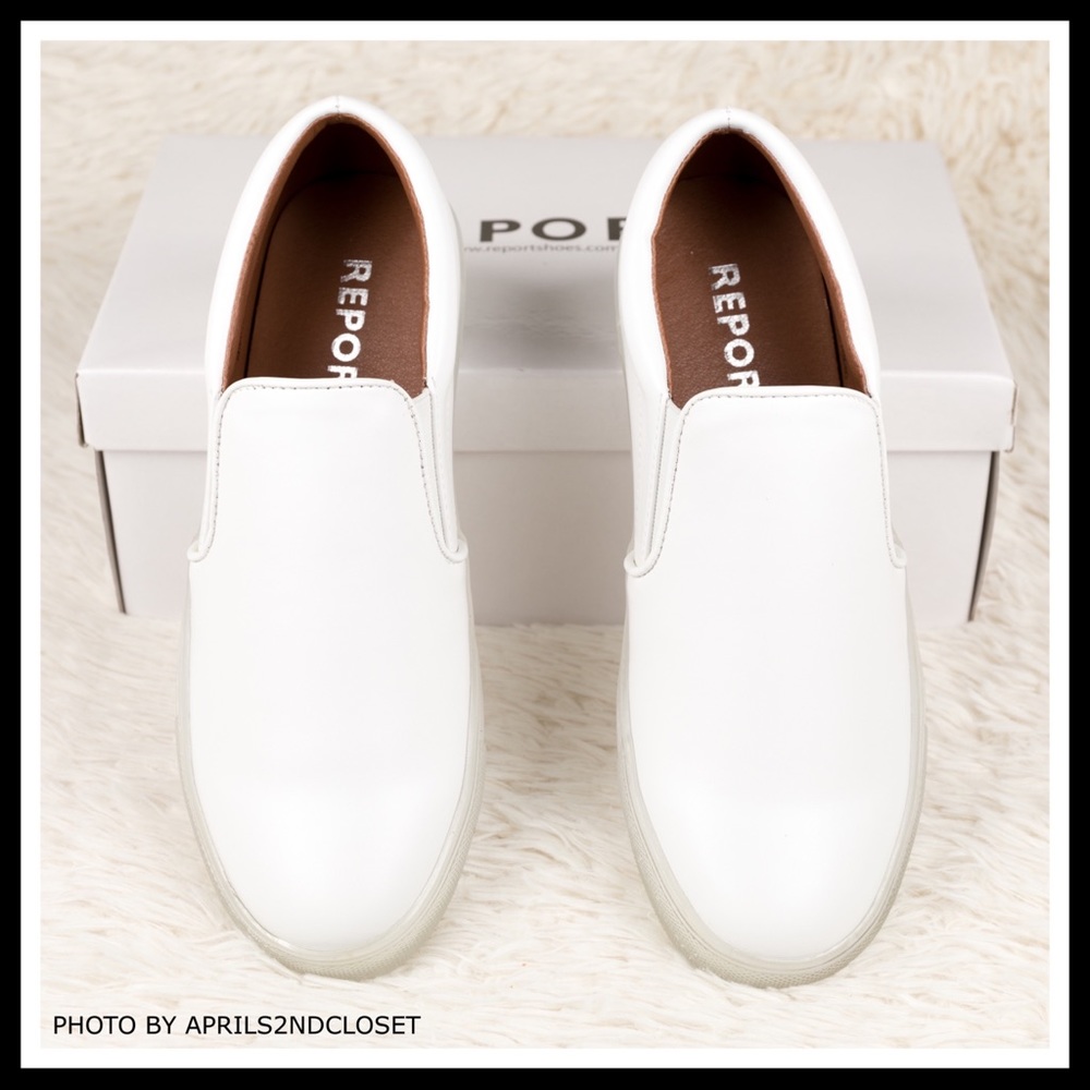 WHITE PLATFORM SLIP ON LOW TOPS SNEAKERS A2C - Picture 4 of 8